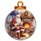 Corona de Papá Noel junto a la chimenea, decoración navideña para puerta de G. Debrekht - Decoración navideña de Papá Noel y muñeco de nieve - 8611089-2H
