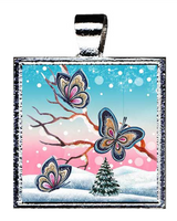 Butterflies Silver Plated Mother of Pearl Jewelry Pendant Necklace - 44052