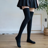 Calcetines elásticos sólidos hasta el muslo, calcetines japoneses por encima de la rodilla, medias y calcetería para mujer