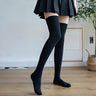 Calcetines elásticos sólidos hasta el muslo, calcetines japoneses por encima de la rodilla, medias y calcetería para mujer