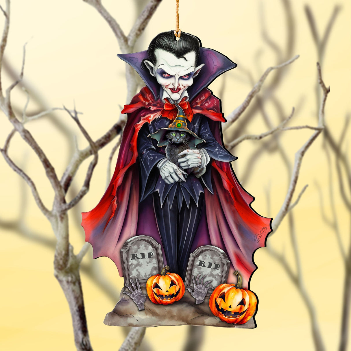 Dracula Wooden Ornaments by G. Debrekht  - Halloween Decor - 8652822