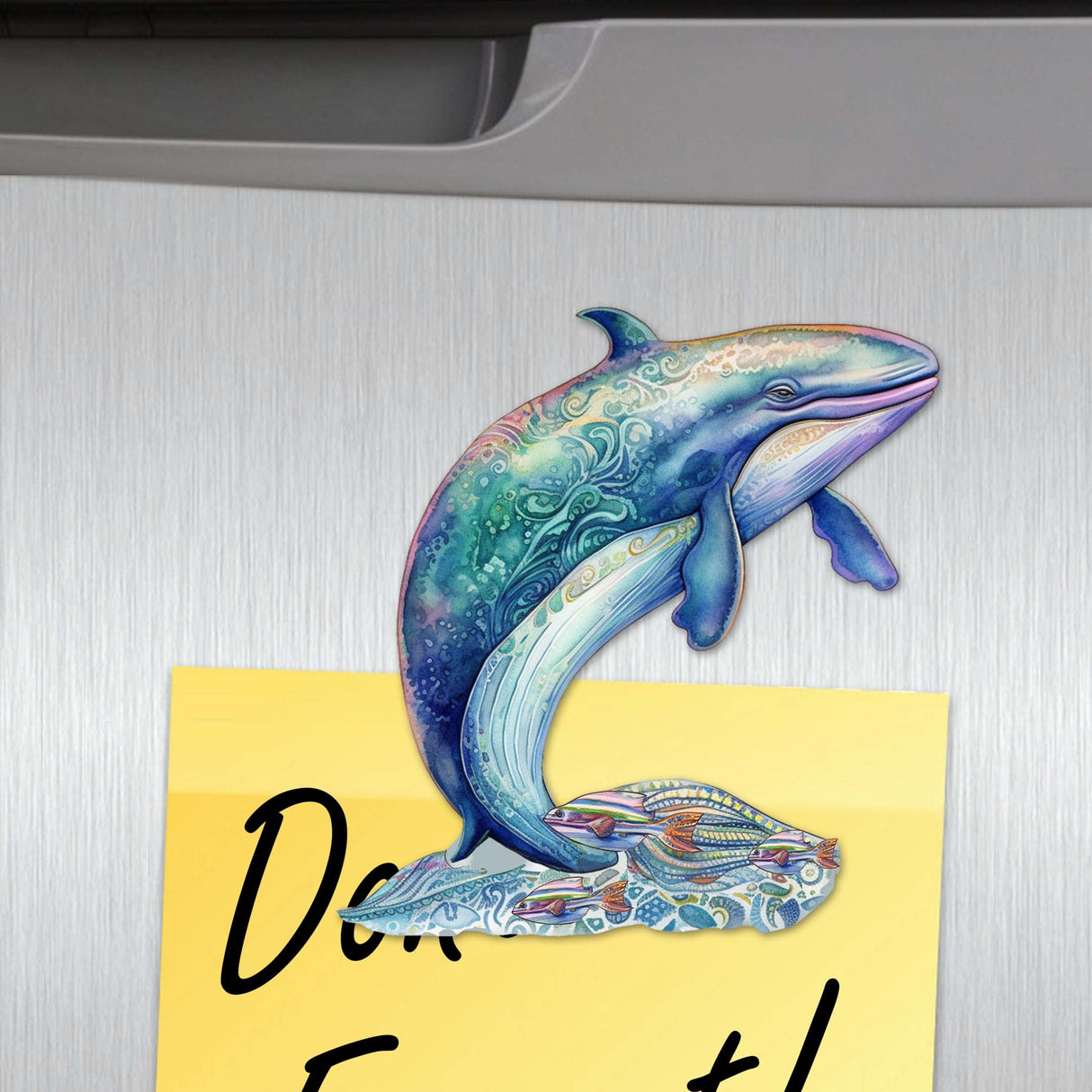 Juego de 6 imanes decorativos de madera "Melodía de ballena" de G. Debrekht - Decoración costera con fauna - 8090110G-S6