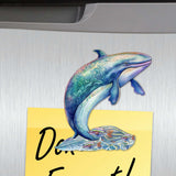 Juego de 6 imanes decorativos de madera "Melodía de ballena" de G. Debrekht - Decoración costera con fauna - 8090110G-S6