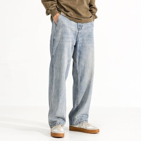 Men's Washed Distressed Straight Loose Straight Jeans - Lootquake