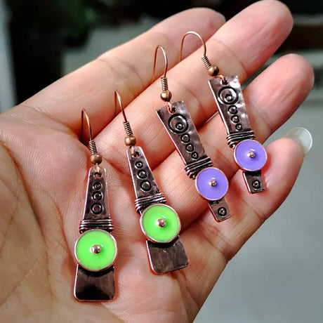 Vintage Simi Style Colored Enamel Earrings - Lootquake