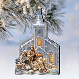 Nativity Chapel Wooden Ornaments by Gelsinger - Nativity Holiday Decor - 8121016-1606