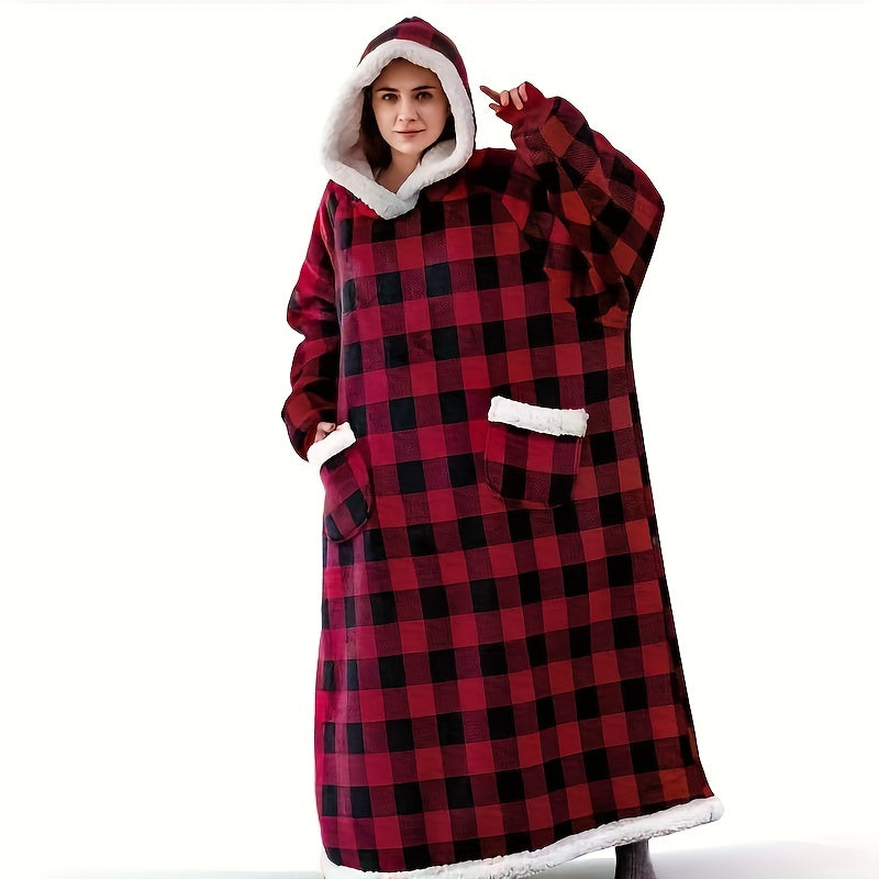1pc Super Soft Hoodie Wearable Blanket for Adults with Big Pocket - Perfect for Christmas Parties and Cozy Nights In