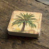 Palm Tree Coastal Wooden Cork Coasters Gift Set of 4 by Nature Wonders - Coastal Sea-Life Decor - 8198630C-S4