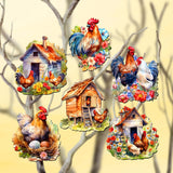 Spring on the Farm Decorative Wooden Clip-on Ornaments Set of 6 by G. Debrekht - Easter Decor - 8090056C-S6