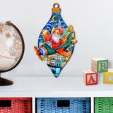 Decoración navideña para puerta con Papá Noel en un avión de G. DeBrekht - Decoración navideña con muñeco de nieve de Papá Noel - 8112170H