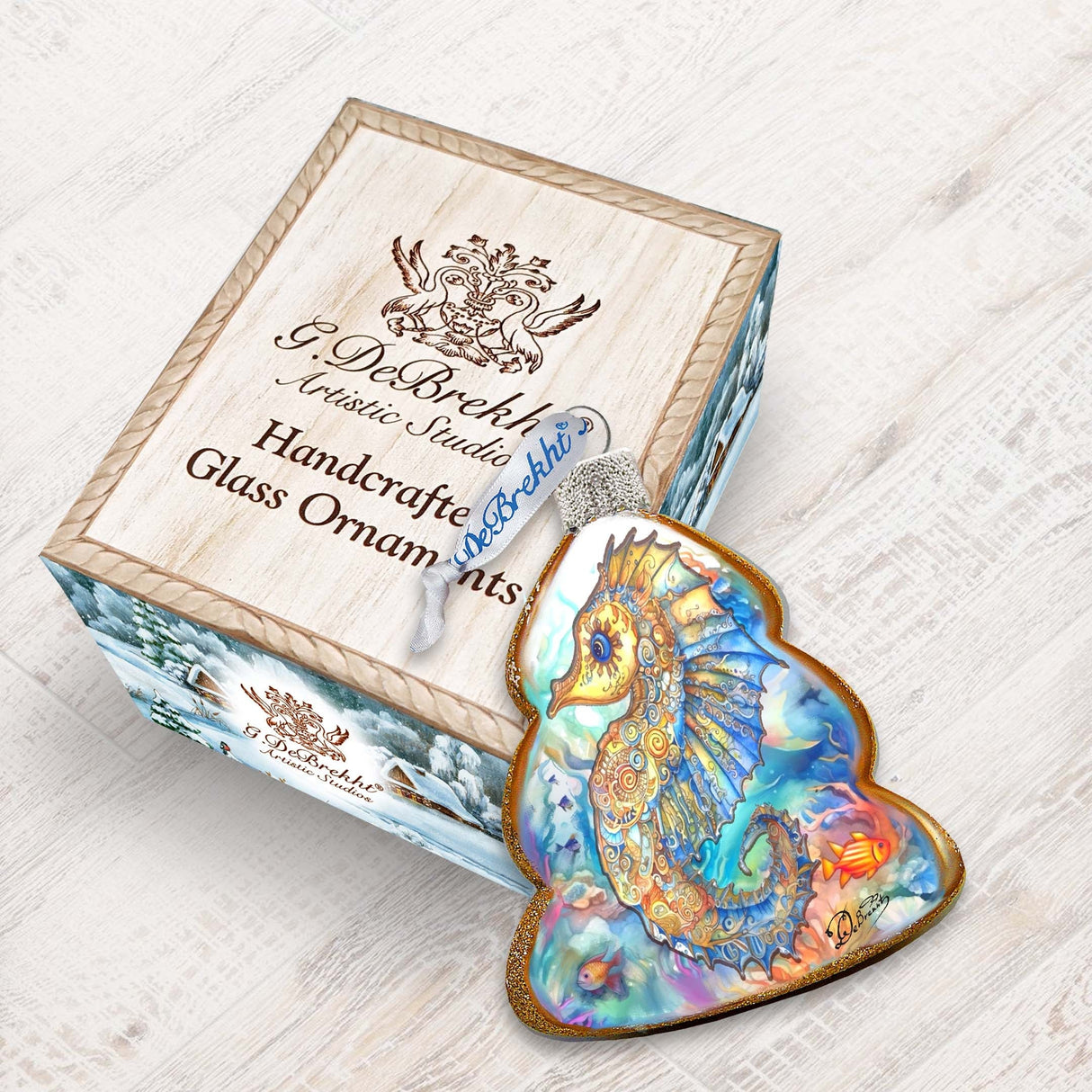 Decoración costera navideña - Adornos de cristal con forma de caballito de mar de G. Debrekht - Decoración costera navideña - 777398