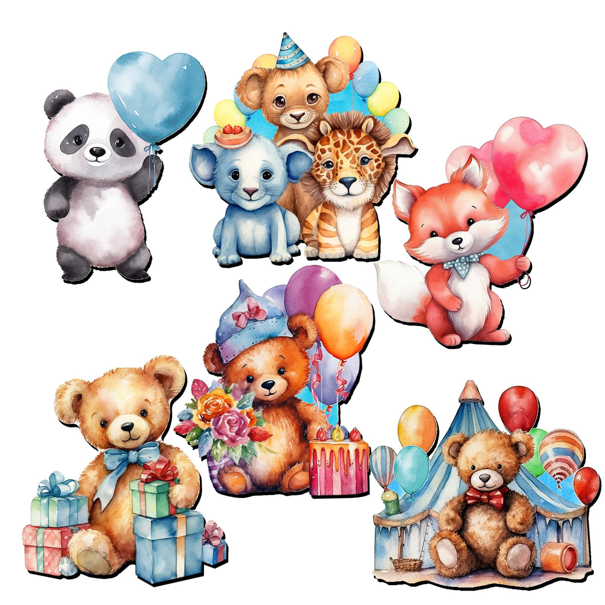 Juego de 6 imanes decorativos de madera con la frase "Feliz Cumpleaños" de G. Debrekht - Family Love Decor - 8090035G-S6