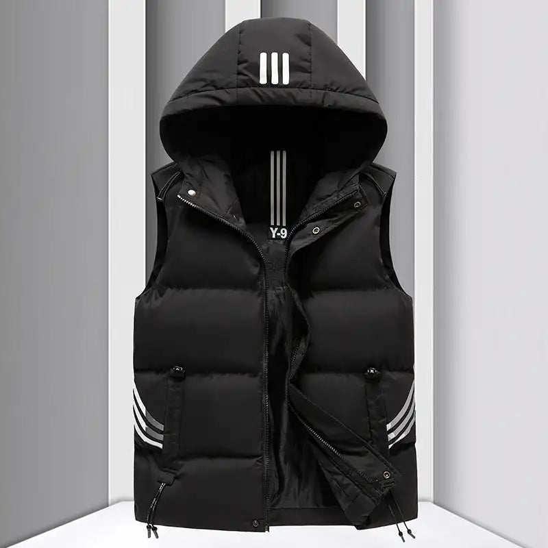 Men's Coat Hooded Thickened Warm Waistcoat Cotton Vest - Lootquake