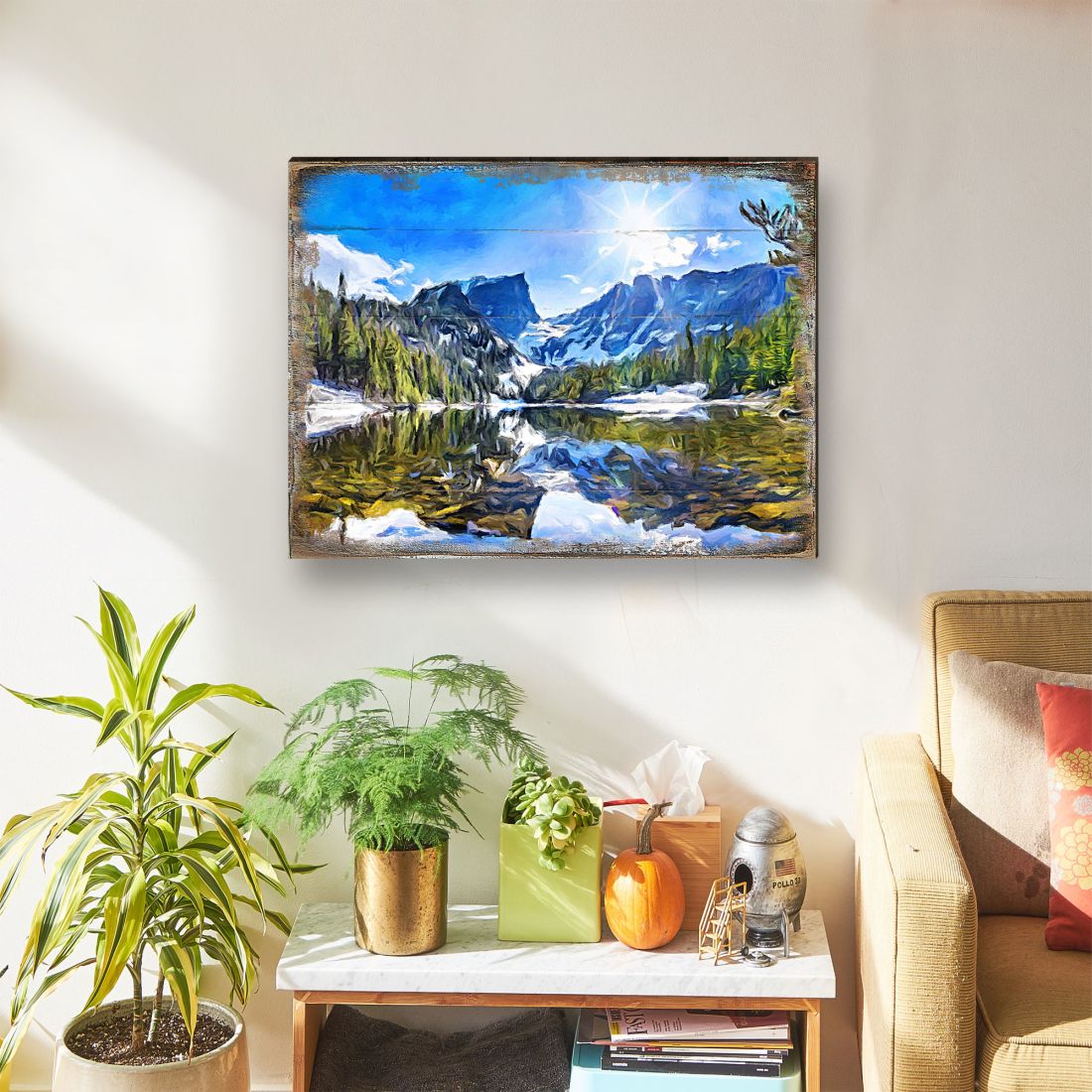 Arte mural de madera con montañas y bosques de Nature Wonders - Decoración de vida silvestre - 95237B