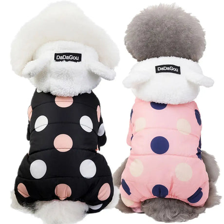Warm big polka dot four-leg cotton coat - Lootquake