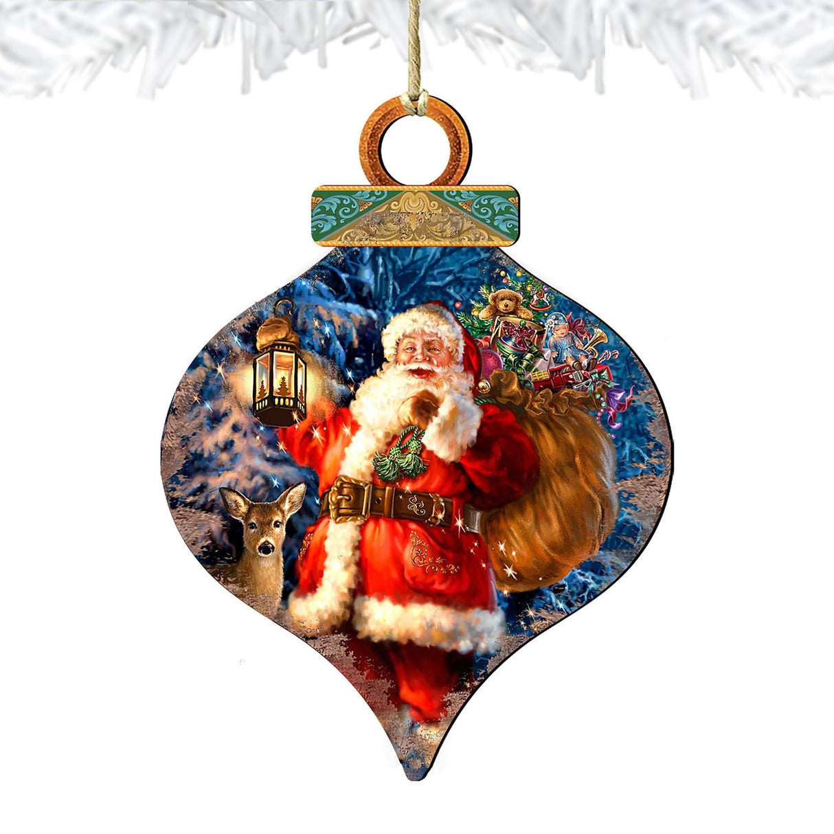 Woodland Santa Wooden Ornaments by Gelsinger - Christmas Santa Snowman Decor - 8031051-1105