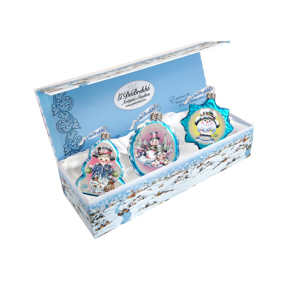 Adornos navideños de cristal de mercurio con forma de muñeco de nieve de Jamie Mills-Price - Decoración navideña - 770140S3-MP