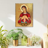 Blessed Virgin Mary Lifegiving Wooden Gold Plated Religious Christian Sacred Icon - Inspirational Icon Decor - 85017