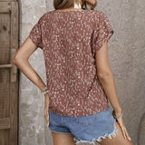 Ladies' Floral Print Contrasting Batball Sleeves Round Neck Fashionable Casual T-shirt Top - Lootquake