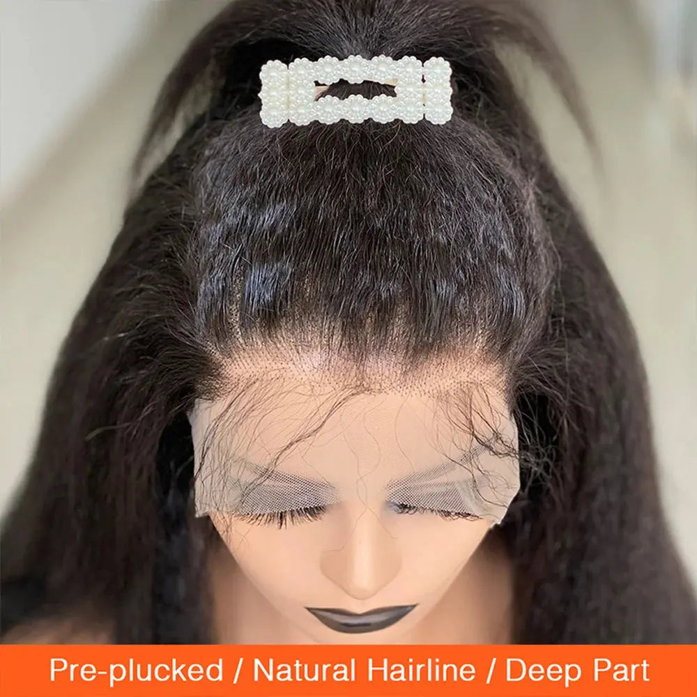 13x4 Kinky Straight Lace Front Wig | Glueless | Brazilian Virgin Hair | Pre-Plucked with Baby Hair