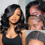 13x6 Lace Front Curly Bob Wig with Bangs | Black Cosplay Wig | Heat Resistant Synthetic Hair