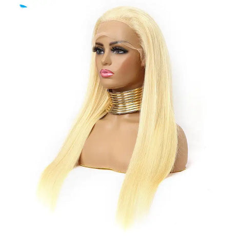 Reality golden long straight lace headgear - Lootquake