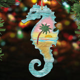 Coastal Wooden Ornaments-Sea Turtle,Mermaid,Seahorse Set of 3 by G. DeBrekht - Coastal Holiday Decor - 8100045S3