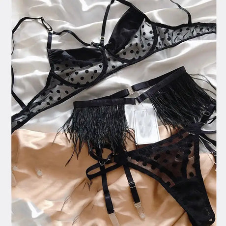 Polka dot mesh sexy lingerie - Lootquake