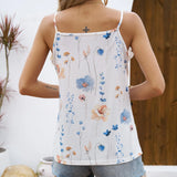 Ladies' Floral Printed Fine Suspender Lace Patchwork Casual Style Suspender Top - Lootquake