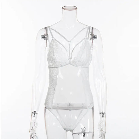 Sexy lingerie lace stitching perspective sexy bodysuit - Lootquake
