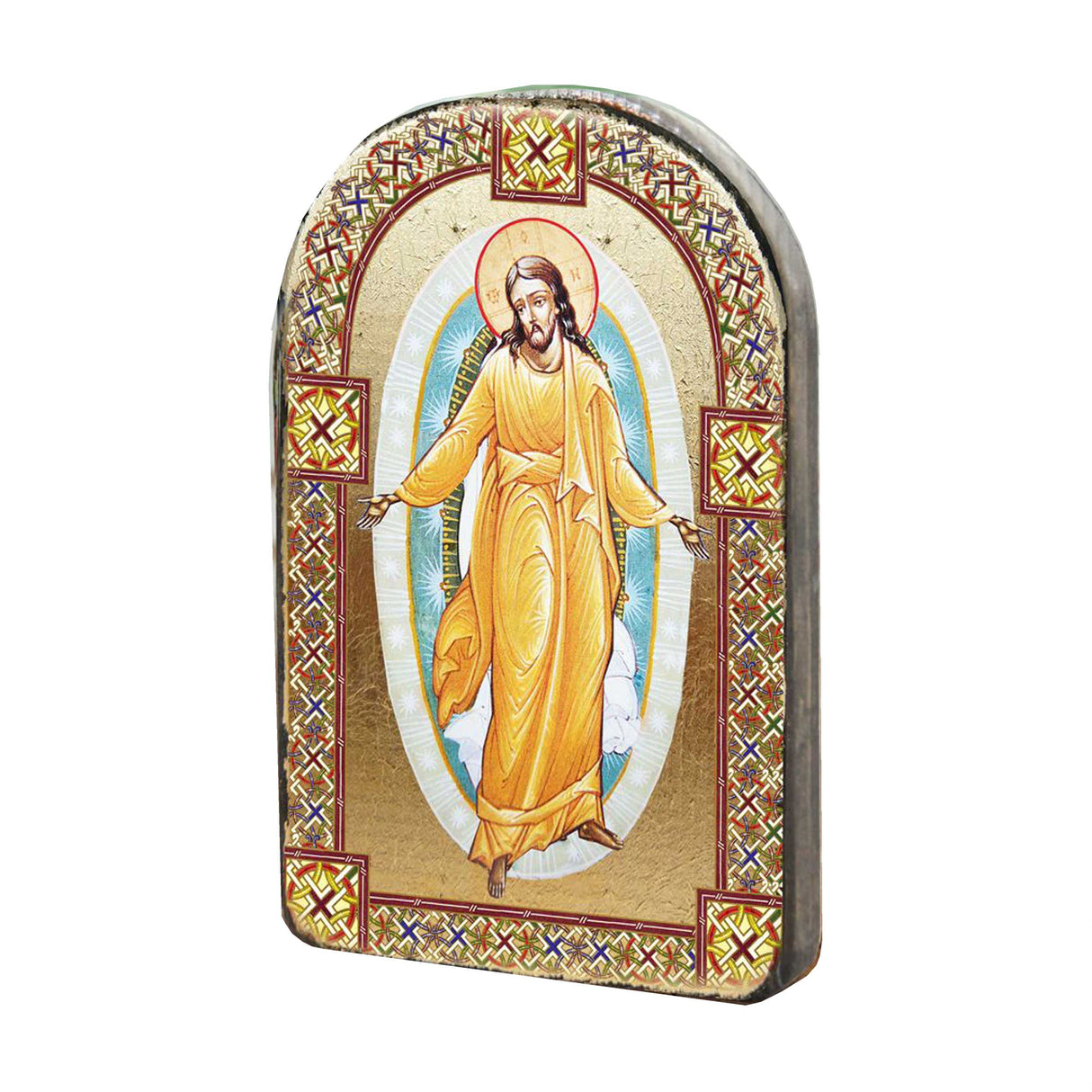Icono religioso cristiano sagrado de madera bañado en oro de la Resurrección - Decoración inspiradora - 86059