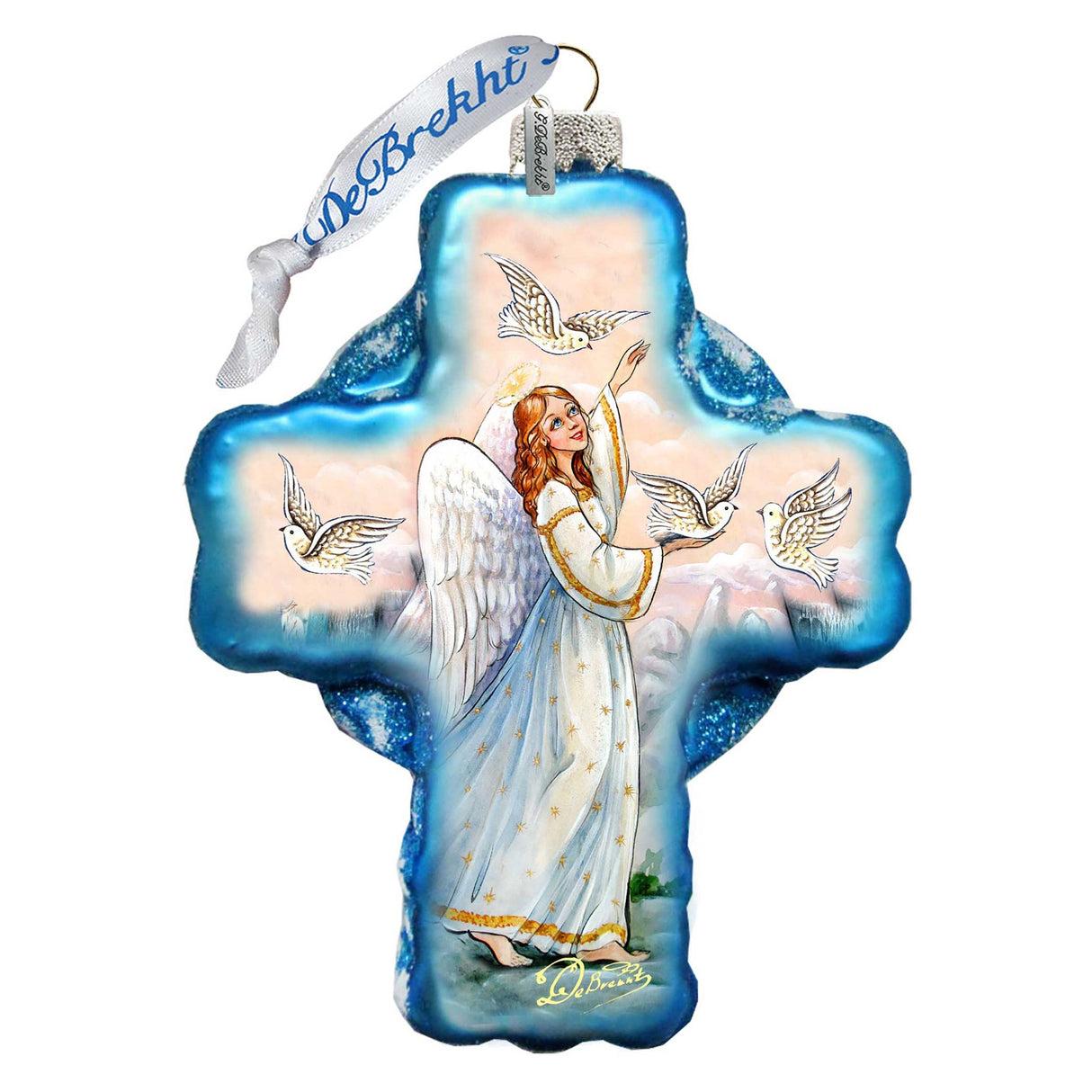 Adorno de cristal con forma de cruz de ángel de la guarda, de Debrekht 758-019