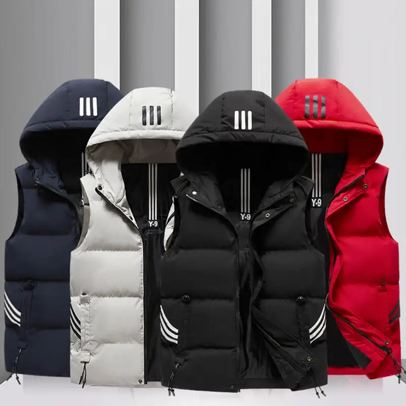 Men's Coat Hooded Thickened Warm Waistcoat Cotton Vest - Lootquake