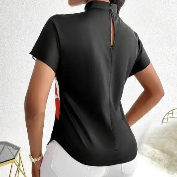 Women's New Small Stand Up Collar Loose Fit Comfortable And Elegant Temperament Floral Print Top - Lootquake