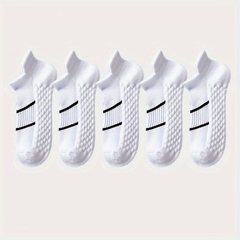 5 pares de calcetines deportivos profesionales para hombre, de verano, de malla fina, transpirables, absorbentes del sudor, antiolor, con protección para el talón y las orejas.