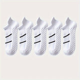 5 pares de calcetines deportivos profesionales para hombre, de verano, de malla fina, transpirables, absorbentes del sudor, antiolor, con protección para el talón y las orejas.