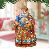 Santa with Fish Wooden Ornaments by G. Debrekht - Christmas Santa Snowman Decor - 8691411