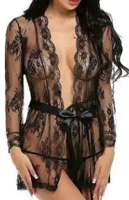 Sexy lingerie bathrobe strappy nightdress set - Lootquake