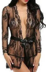 Sexy lingerie bathrobe strappy nightdress set - Lootquake