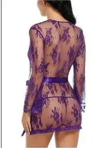 Sexy lingerie bathrobe strappy nightdress set - Lootquake