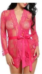 Sexy lingerie bathrobe strappy nightdress set - Lootquake