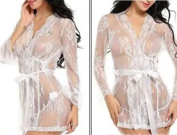 Sexy lingerie bathrobe strappy nightdress set - Lootquake