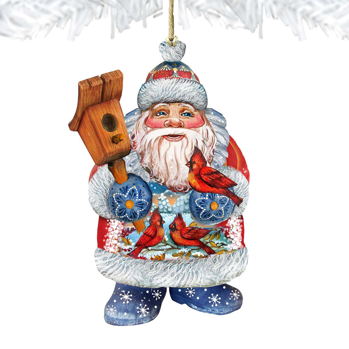 Adornos navideños de madera con forma de pájaro de G. DeBrekht - Decoración navideña de Papá Noel y muñeco de nieve - 8118023