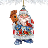 Adornos navideños de madera con forma de pájaro de G. DeBrekht - Decoración navideña de Papá Noel y muñeco de nieve - 8118023