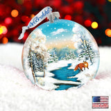 Winter Fox Ball Glass Ornament by G. DeBrekht - Wildlife Holiday Decor - 73415