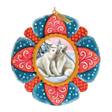 Adorno navideño de oso polar esculpido y pintado a mano por G. DeBrekht - Decoración navideña con temática de vida silvestre - 610550