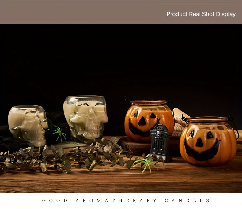 Bougie parfumée en forme de citrouille d'Halloween avec poignées - 180 g, parfum rose, idéale pour la décoration de fête et l'ambiance de la maison