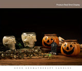 Bougie parfumée en forme de citrouille d'Halloween avec poignées - 180 g, parfum rose, idéale pour la décoration de fête et l'ambiance de la maison