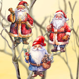 Santa Decorative Wooden Clip-on Ornaments Set of 3 by G. Debrekht - Christmas Decor - 8091009C-S3