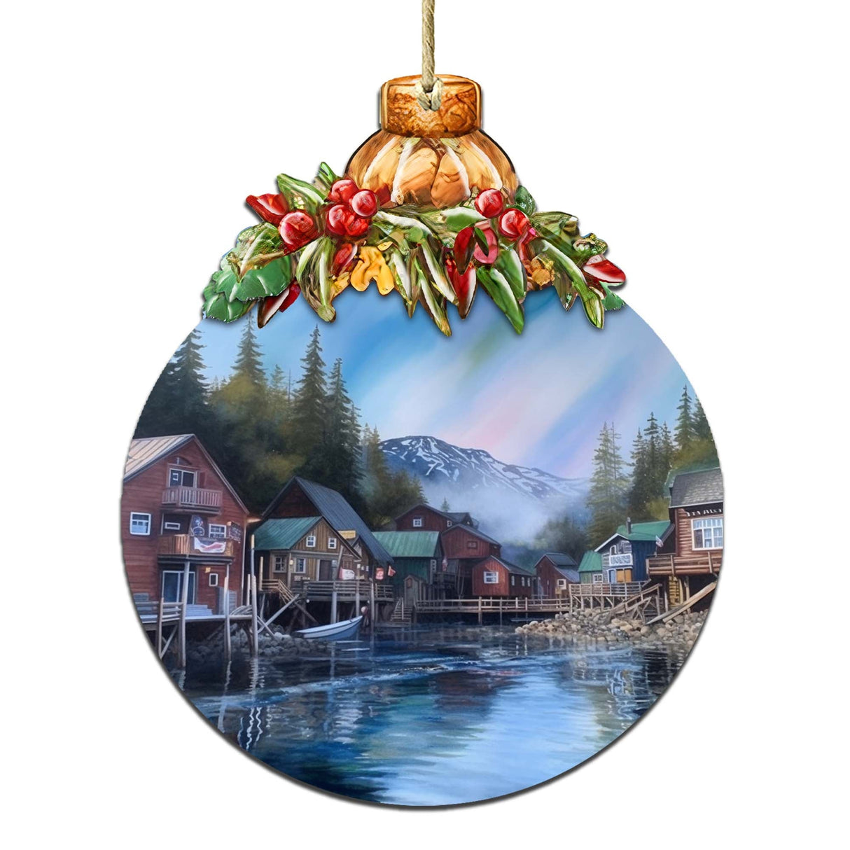 Arctic Mountain Homes Wooden Ornaments by G.Debrekht - Wildlife Holiday Decor - 870014